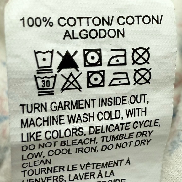 Lucky Brand 100% cotton cream muted pink & blue floral short sleeve tee small - Picture 6 of 9